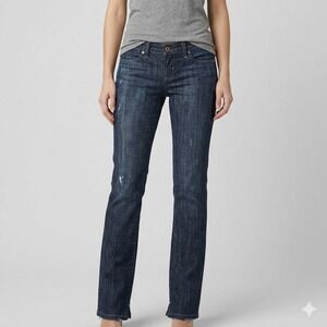 Divine‎ Rights of Denim Dark Wash Straight Leg Jeans Side Slit Size 28